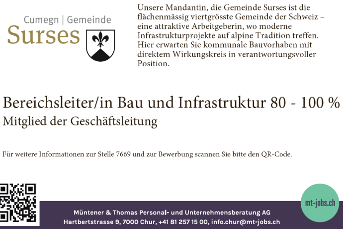 Stellenausschreibung Surses ""
